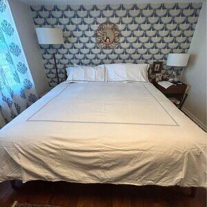 Signoria Firenze White with Grey Border King Duvet Cover Set